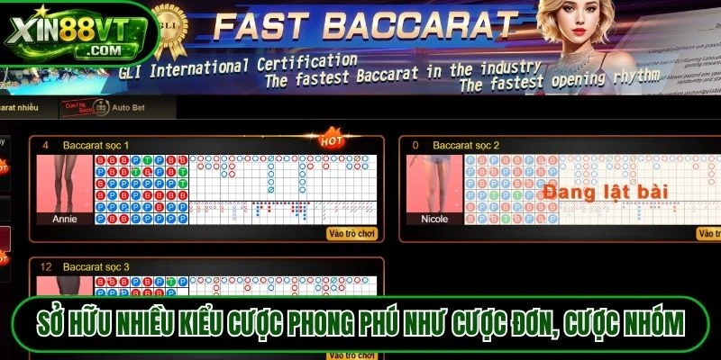 Sở hữu nhiều kiểu cược phong phú như cược đơn, cược nhóm