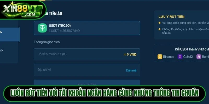Luôn rút tiền với tài khoản ngân hàng cùng những thông tin chuẩn